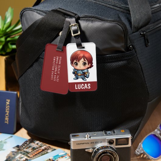 オーダーメイド コミック ナイト キッズ 旅行 荷物 タグ (正面&裏面)