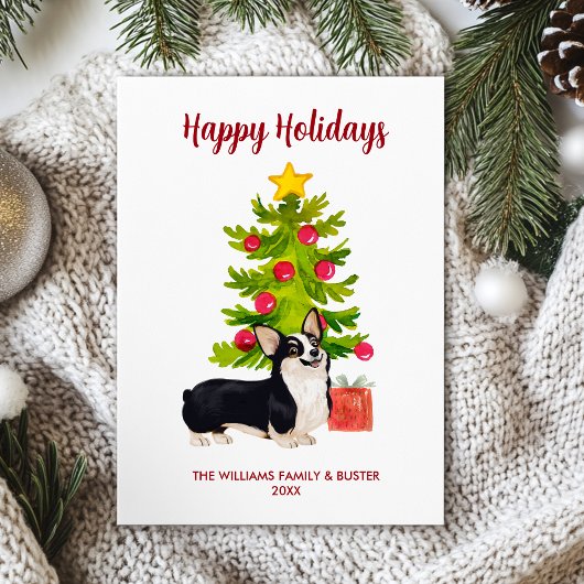 オーダーメイド コーギー犬の家族のクリスマス シーズンカード