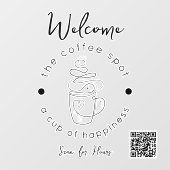 オーダーメイド コーヒーショップ あなたのロゴ 現代のミニマリスト ウィンドウサイン (シート)