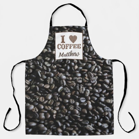 オーダーメイド コーヒー愛好家 キッチンエプロン 豆 エプロン (正面)