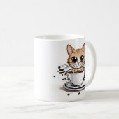 オーダーメイド コーヒー 猫 デザイン マグカップ (正面右)