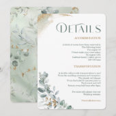 オーダーメイド ゴールドとグリーンの結婚式の詳細 招待状 (正面/裏面)