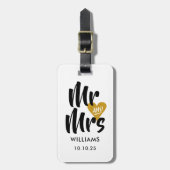 オーダーメイド ゴールドハート Mr and Mrs ラゲッジタグ (正面縦)