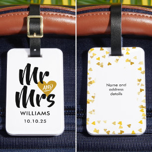オーダーメイド ゴールドハート Mr & Mrs ラゲッジタグ
