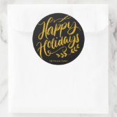 オーダーメイド ゴールド グリッター カリグラフィー ハッピー ホリデーズ ラウンドシール (バッグ)
