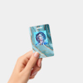 オーダーメイド ゴールド ティール ブルー マーブル ネームタグ バッジ (手持ち)