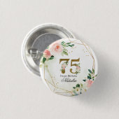 オーダーメイド ゴールド+フラワー 75歳の誕生日祝い 缶バッジ (正面&裏面)