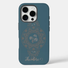オーダーメイド ゴールド ロココ ロータス 装飾 マンダラ iPhone 16 PROケース