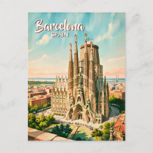 オーダーメイド サグラダファミリア バルセロナ 旅行 水彩画 ポストカード