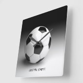 オーダーメイド サッカーボール 四角形 壁掛け時計 スクエア壁時計 (傾斜)