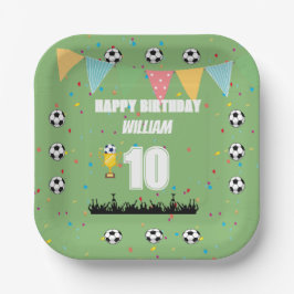 オーダーメイド サッカー少年 誕生日パーティープレート ペーパープレート