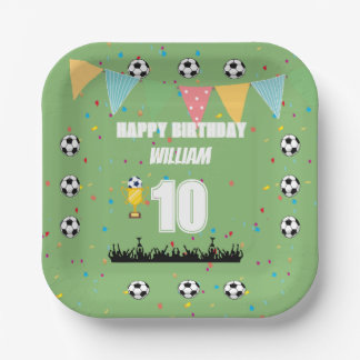 オーダーメイド サッカー少年 誕生日パーティープレート ペーパープレート