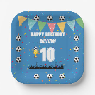 オーダーメイド サッカー少年 誕生日パーティープレート ペーパープレート