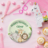 オーダーメイド サファリ 誕生日 紙皿 (パーティー)