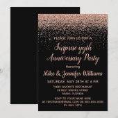 オーダーメイド サプライズ アニバーサリー パーティー 黒い薔薇 ゴールド 招待状 (正面/裏面)