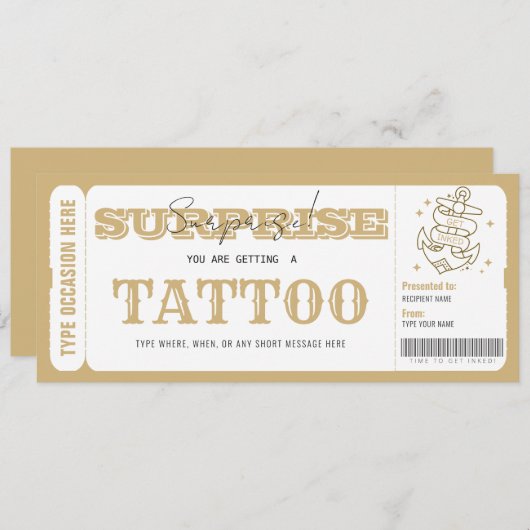 オーダーメイド サプライズ タトゥー ギフト証明書 ギフトカード 招待状 (正面/裏面)