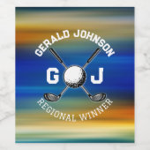 オーダーメイド サンセット ゴルフ モノグラム デザイン ワインラベル (シングルラベル)