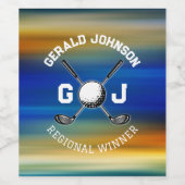 オーダーメイド サンセット ゴルフ モノグラム デザイン ワインラベル (シングルラベル)