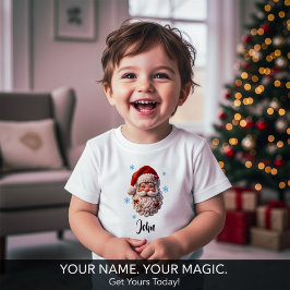 オーダーメイド サンタの顔のニットクリスマス ベビーTシャツ