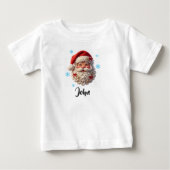 オーダーメイド サンタの顔のニットクリスマス ベビーTシャツ (正面)