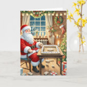オーダーメイド サンタの麻雀クリスマス カード (黄色い花)