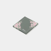 オーダーメイド サージブラウンとピンクの花の付箋 ポストイット (アングル)