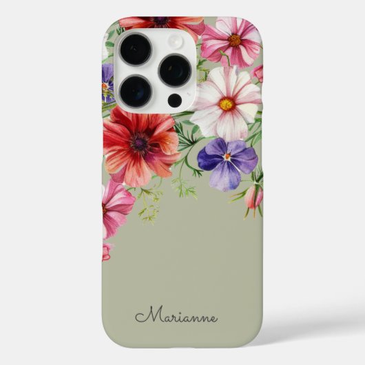 オーダーメイド サージブラウンフローラルネーム Case-Mate iPhoneケース (裏面)