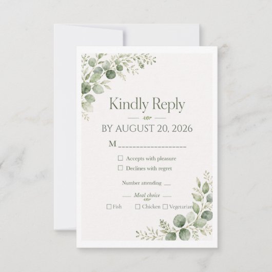 オーダーメイド サージ ユーカリプタス RSVP カード (正面)