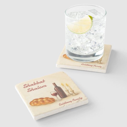 オーダーメイド シャバット シャローム 水彩 コースター (横)