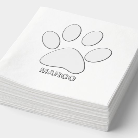 オーダーメイド シルバー箔押し 犬の足の画像 箔ナプキン (詳細)