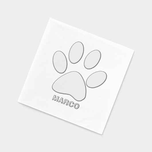オーダーメイド シルバー箔押し 犬の足の画像 箔ナプキン (左)