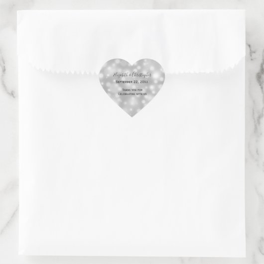 オーダーメイド シルバー ホワイト グレー 結婚式 ハートシール (バッグ)