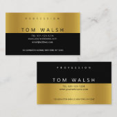 オーダーメイド シンプル エレガント ゴールド ブラック ビジネス カード (正面/裏面)