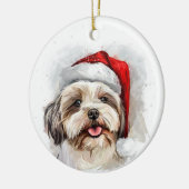 オーダーメイド シースー犬 クリスマス セラミックオーナメント (左)