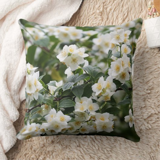オーダーメイド ジャスミンの花 スロー枕 クッション (ブランケット)