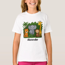 オーダーメイド ジャングルサファリ 楽しい 子供Tシャツ Tシャツ