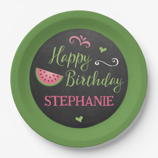 オーダーメイド スイカ 誕生日紙皿 ペーパープレート (正面)