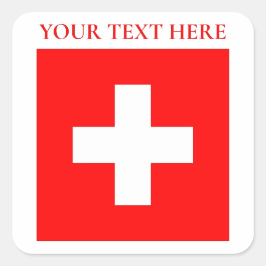 オーダーメイド スイス国旗 スイス ヨーロッパ スクエアシール (正面)