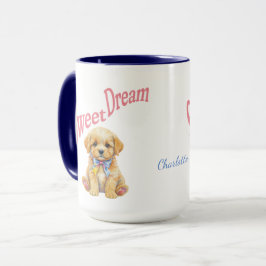 オーダーメイド"スウィートドリーム"子犬の水彩マグ マグカップ