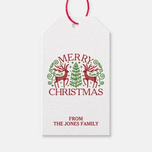 オーダーメイド スカンジナビア シカ クリスマス ギフトタグ (正面)
