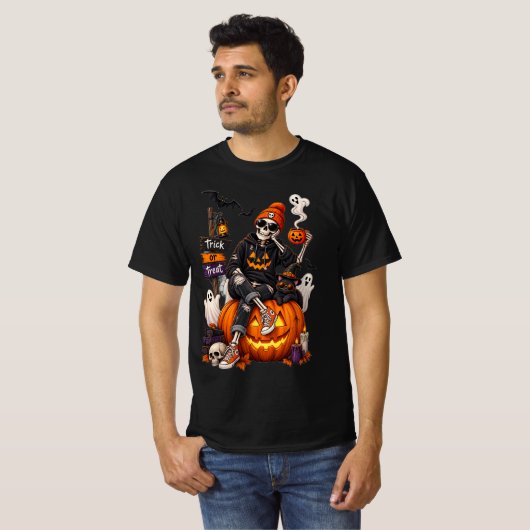 オーダーメイド スケルトン ハロウィン おばけTシャツ Tシャツ (正面フル)