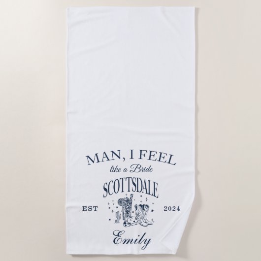 オーダーメイド スコッツデール ブライズパーティー モダン ビーチタオル (正面)