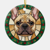 オーダーメイド ステンドグラス効果 犬の名前 クリスマス セラミックオーナメント (正面)
