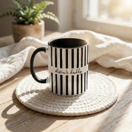 オーダーメイド ストライプ 子供の名前入り コーヒーマグ お父さん用 マグカップ