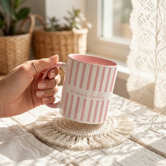 オーダーメイド ストライプ 子供の名前入り コーヒーマグ お父さん用 マグカップ