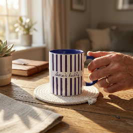 オーダーメイド ストライプ 子供の名前入り コーヒーマグ お父さん用 マグカップ
