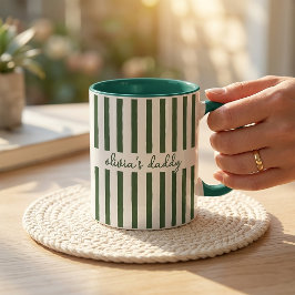 オーダーメイド ストライプ 子供の名前入り コーヒーマグ お父さん用 マグカップ
