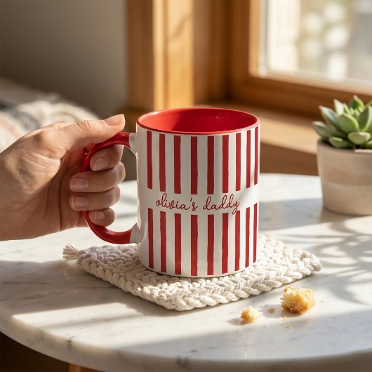 オーダーメイド ストライプ 子供の名前入り ダッドマグ コーヒーカップ