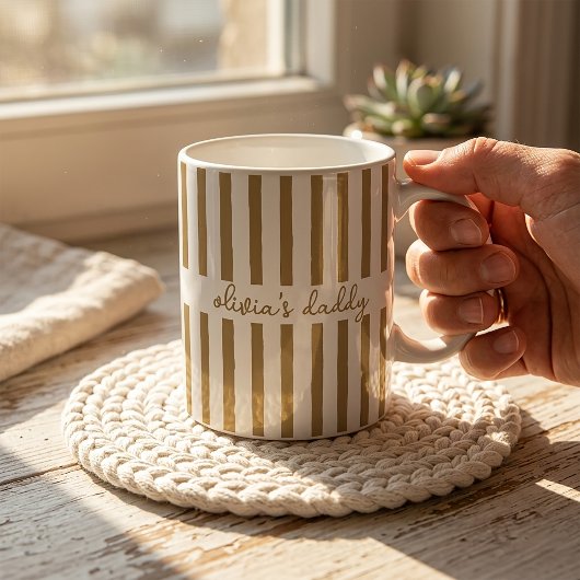 オーダーメイド ストライプ 子供の名前入り ダッドマグ コーヒーマグカップ