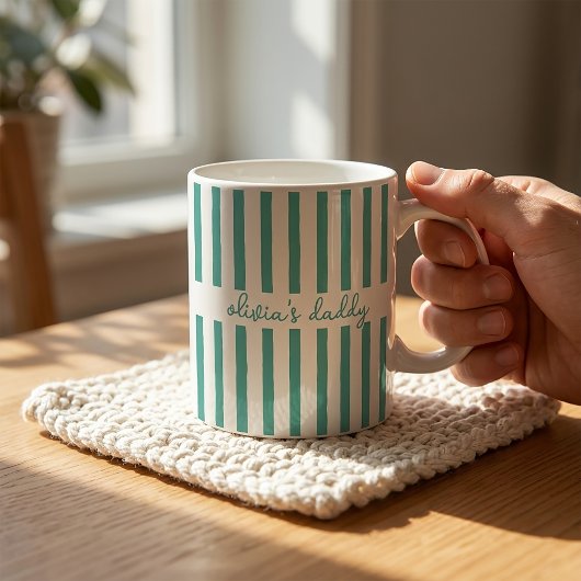 オーダーメイド ストライプ 子供の名前入り ダッドマグ コーヒーマグカップ